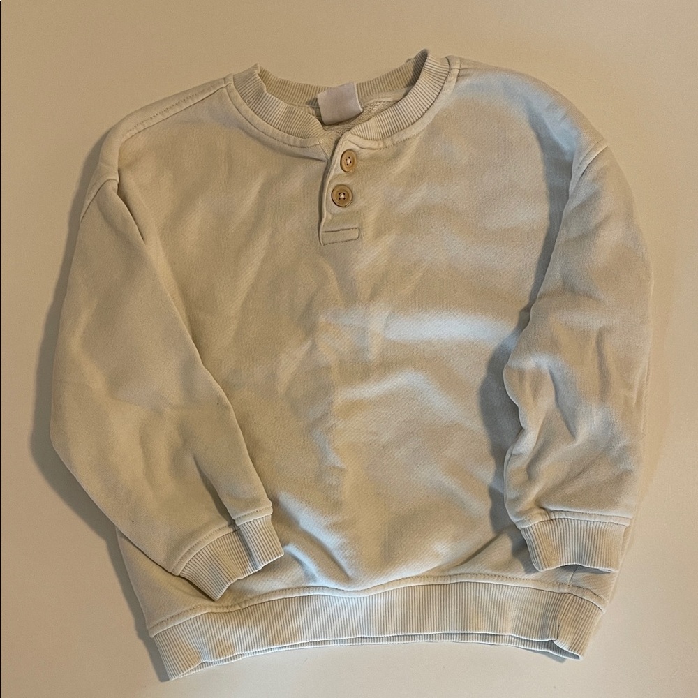 Kids Cream Button-Up Sweatshirt - Size 4-5T